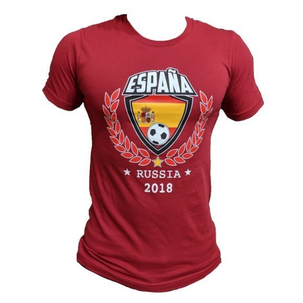 Men's Spain Soccer Team World Cup 2018 Slim Fit Short Sleeves T-Shirt in Red